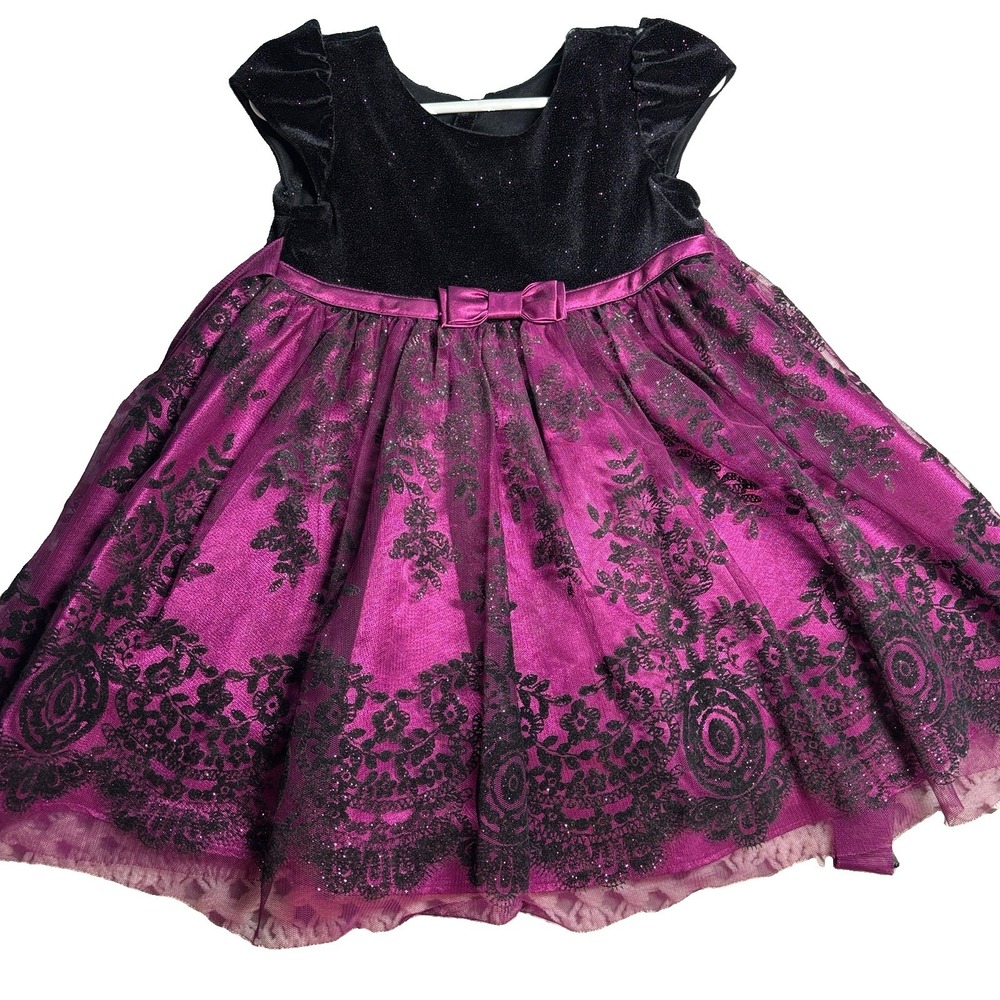 JONA MICHELLE TODDLER GIRLS PURPLE Velveteen PARTY Holiday DRESS LINED SZ 2T